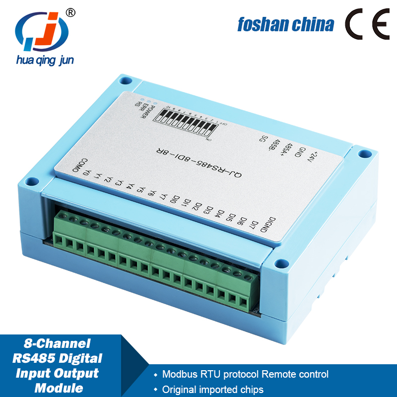 Relay 8 Channel Board - Huaqingjun 8-Channel RS485 อินพุตดิจิตอลเอาต์พุตโมดูลรีเลย์ Modbus RTU
