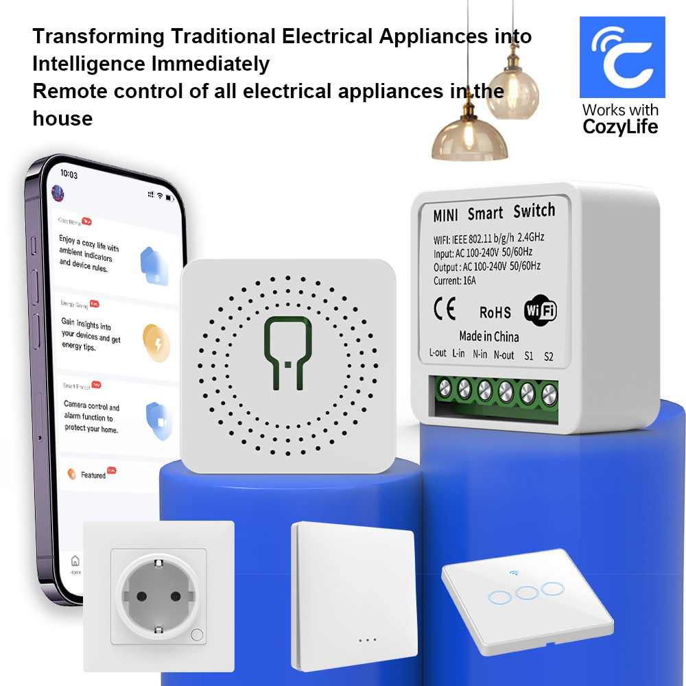 Diy Smart Home Automation Devices - โมดูลรีเลย์ WiFi สำหรับบ้านอัจฉริยะ 16A สวิตช์ขนาดเล็ก ควบคุมระยะไกลแบบไร้สาย
