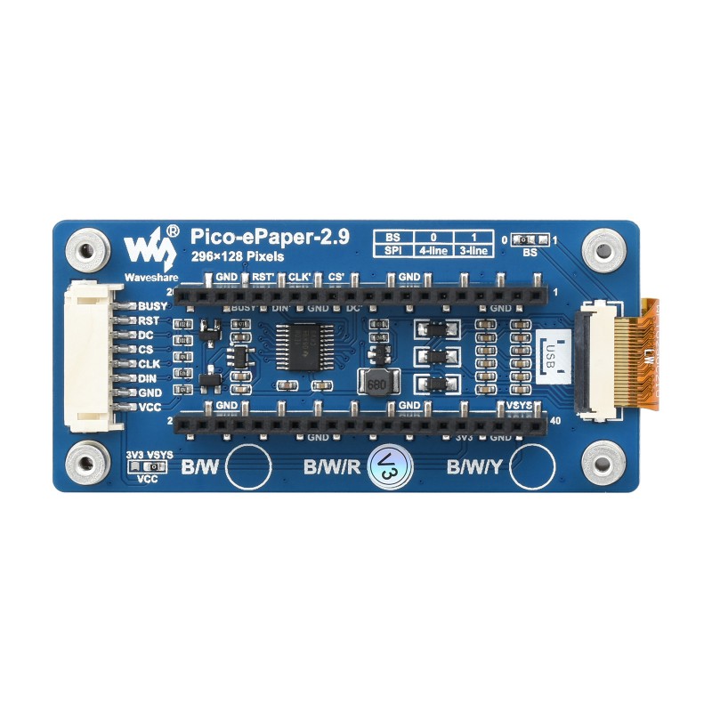 Waveshare Pico-ePaper-2.9-B, โ - Display Epaper 2.9 บทวิจารณ์และราคา